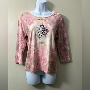 Gloria Vanderbilt Pink Graphic Long Sleeve Tee